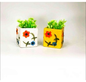 Pair Of Bird Flower Ceramic Pots